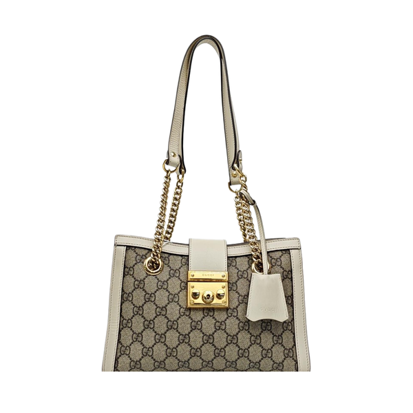 Padlock Small Monogram Coated Canvas Beige