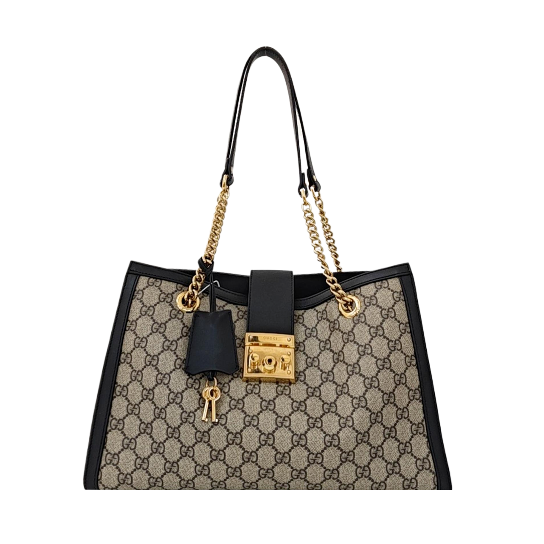 Padlock Medium Monogram Coated Canvas Beige