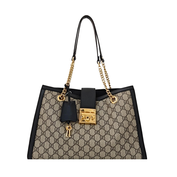 Padlock Medium Monogram Coated Canvas Beige