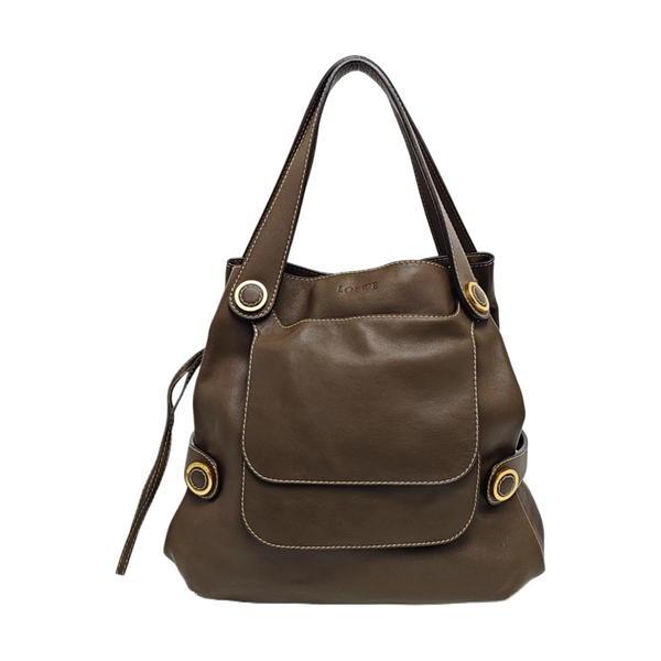 Calfskin Top Handle Bag Brown