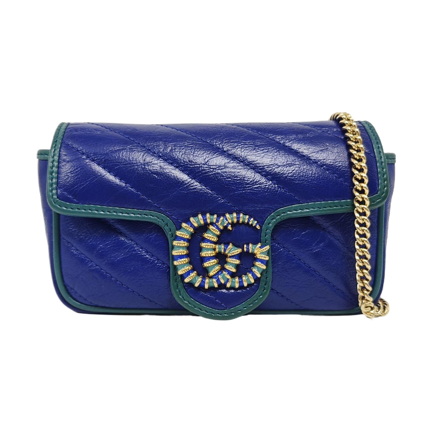 GG Marmont Super Mini Quilted Calfskin Blue