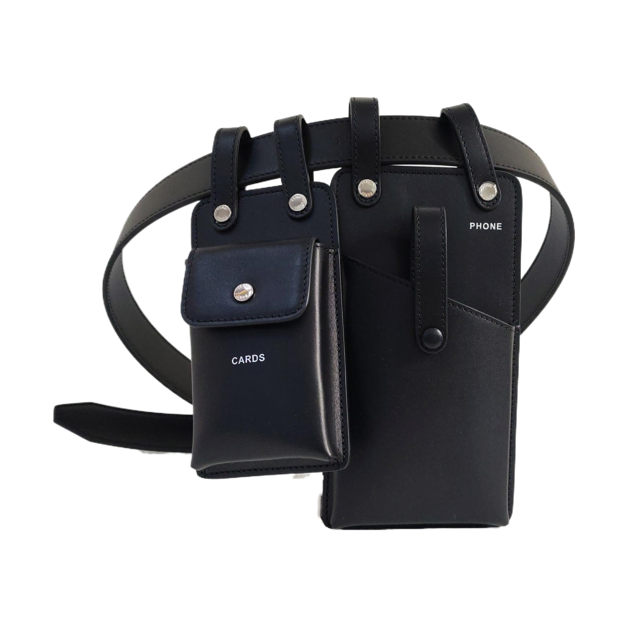 2 Pockets Leather Black