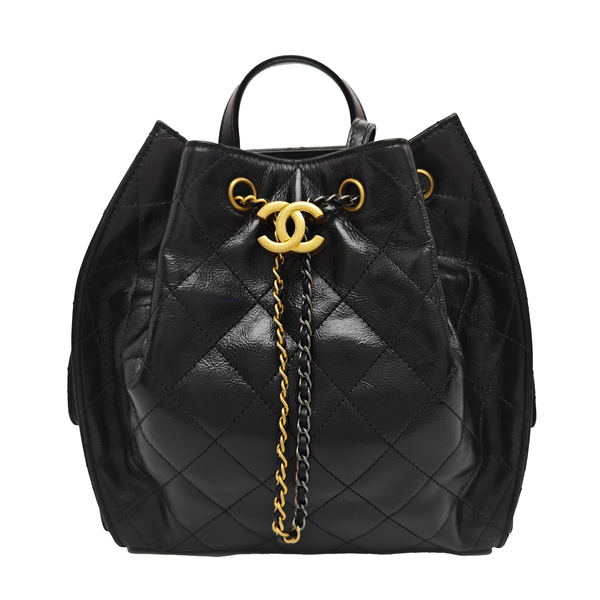 Quilted Calfskin Backpack Black