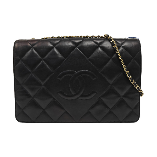 Quilted Lambskin Shoulder Bag Black