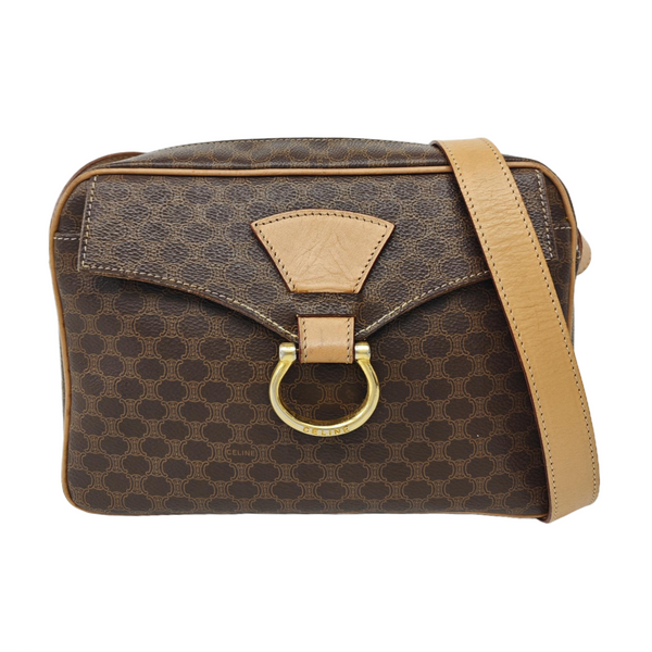 Coated Canvas Shoulder Bag Brown