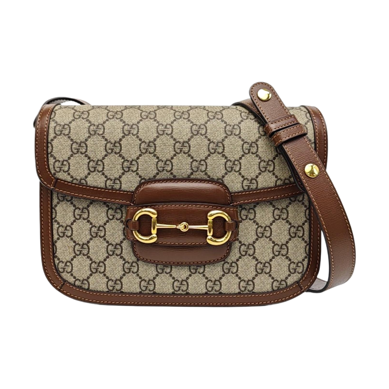 Horsebit 1955 Medium Monogram Coated Canvas Beige
