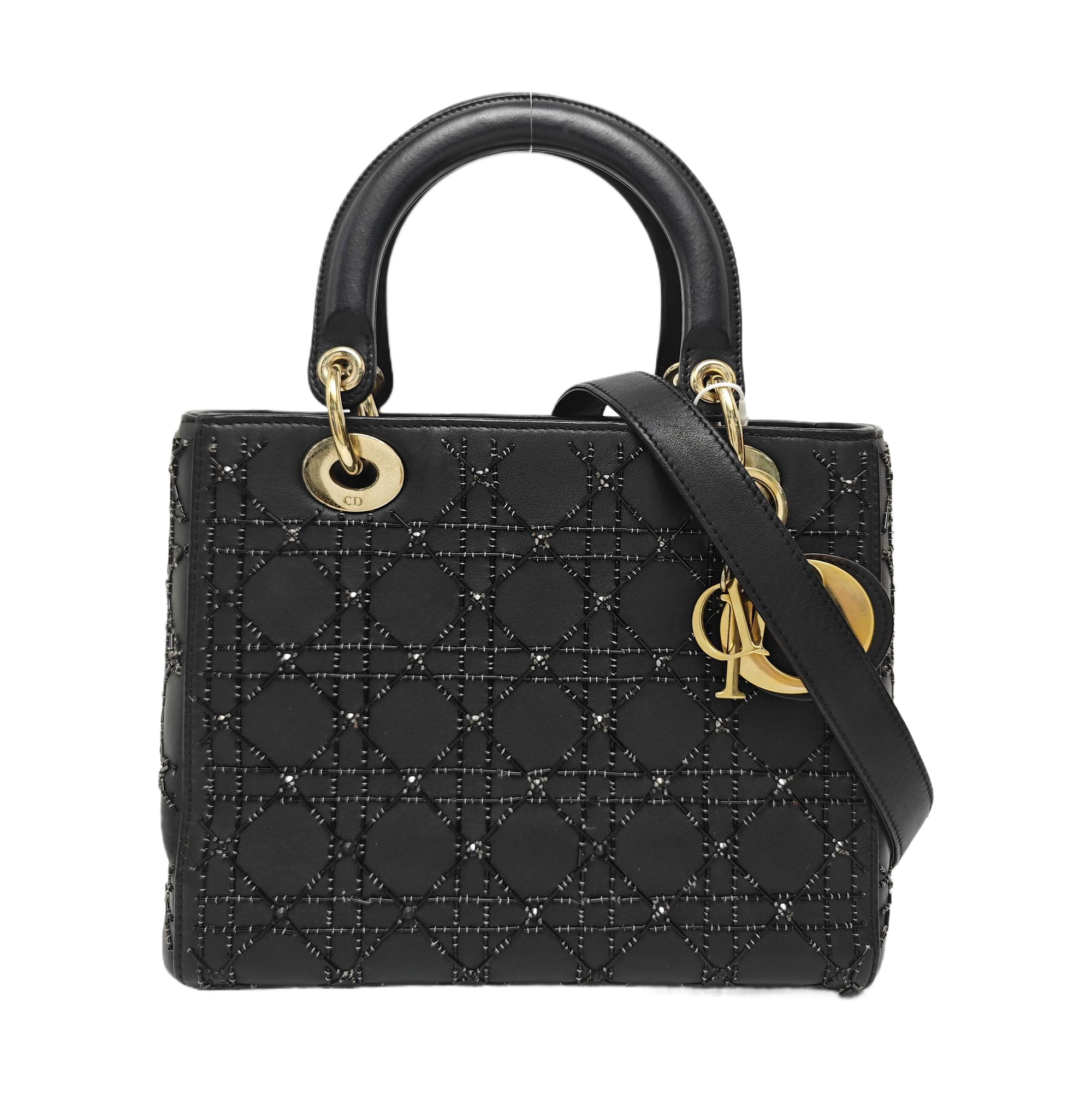 Lady Dior Medium Cannage Lambskin Black