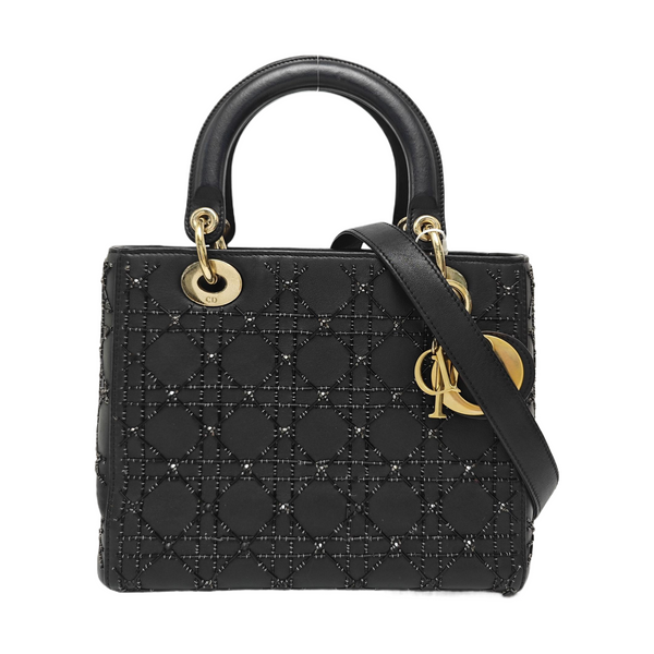Lady Dior Medium Cannage Lambskin Black