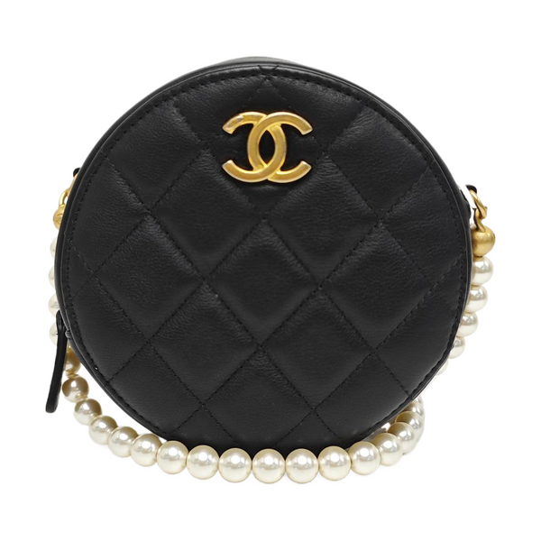 ROUND Mini Quilted Calfskin Black