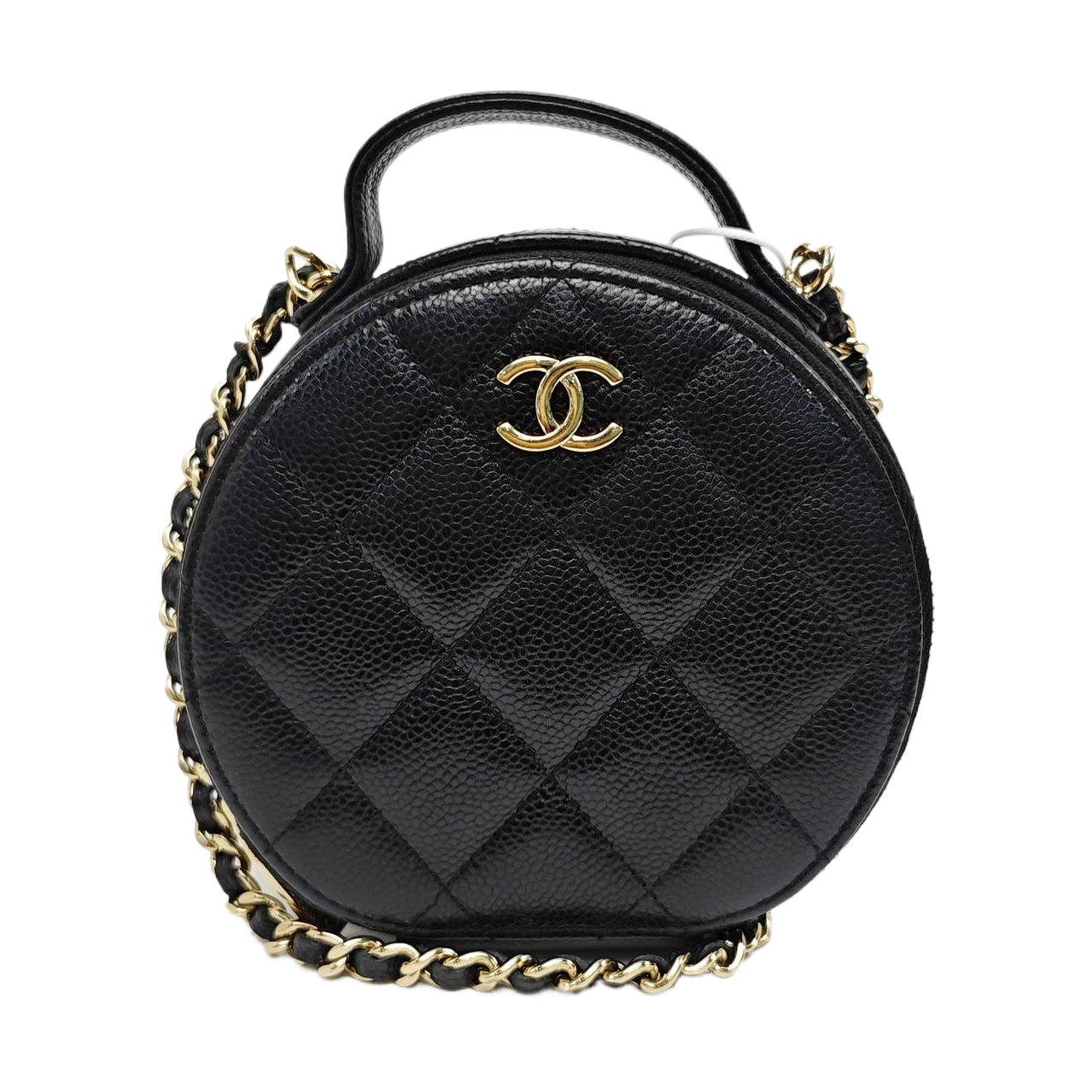 ROUND Quilted Grained Calfskin Black
