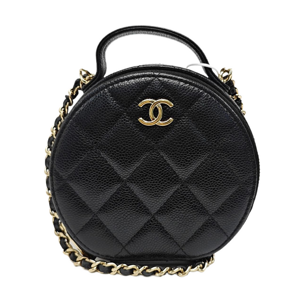 ROUND Quilted Grained Calfskin Black