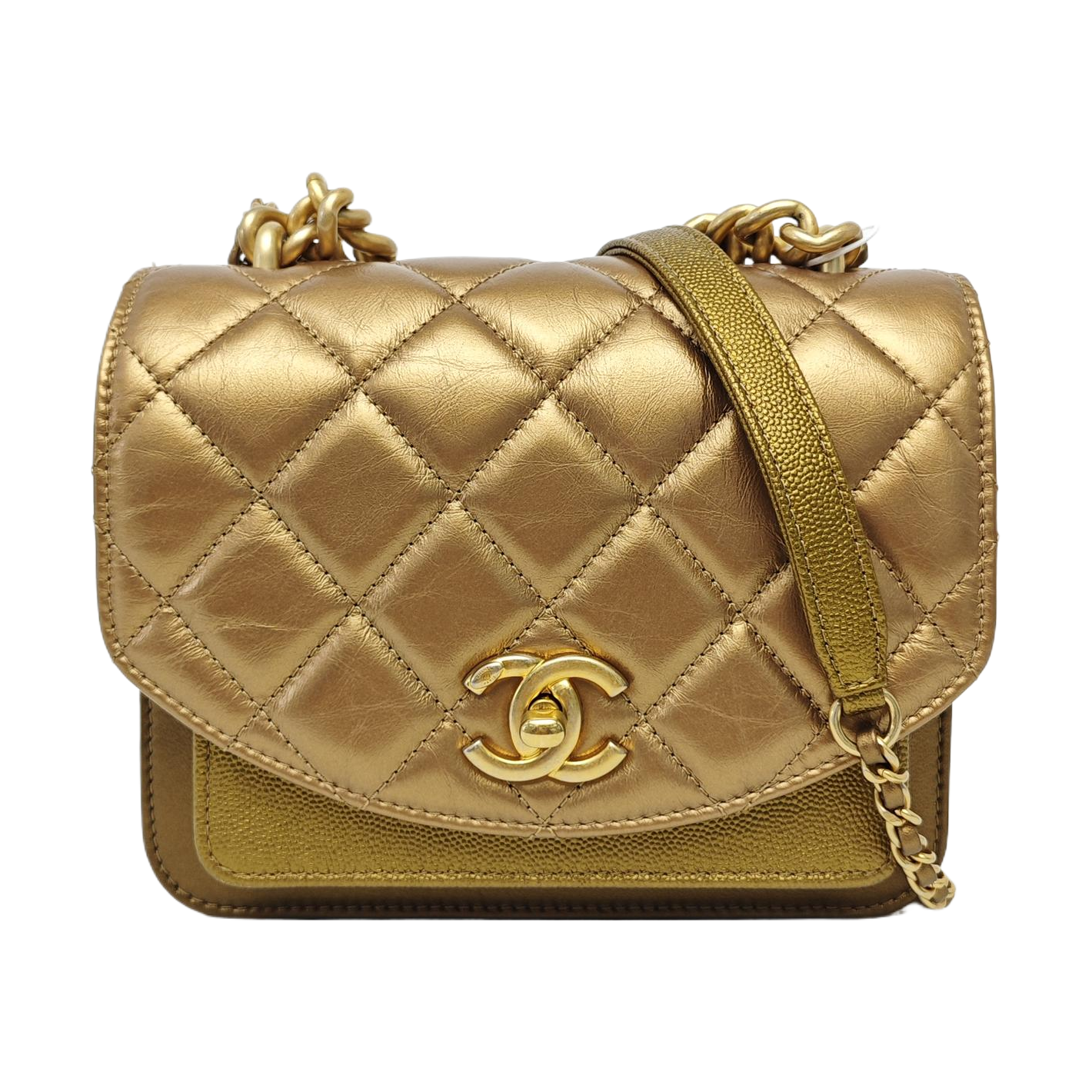 Quilted Calfskin Shoulder Bag Gold