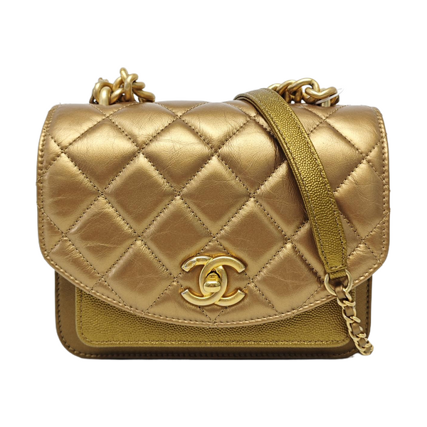 Quilted Calfskin Shoulder Bag Gold
