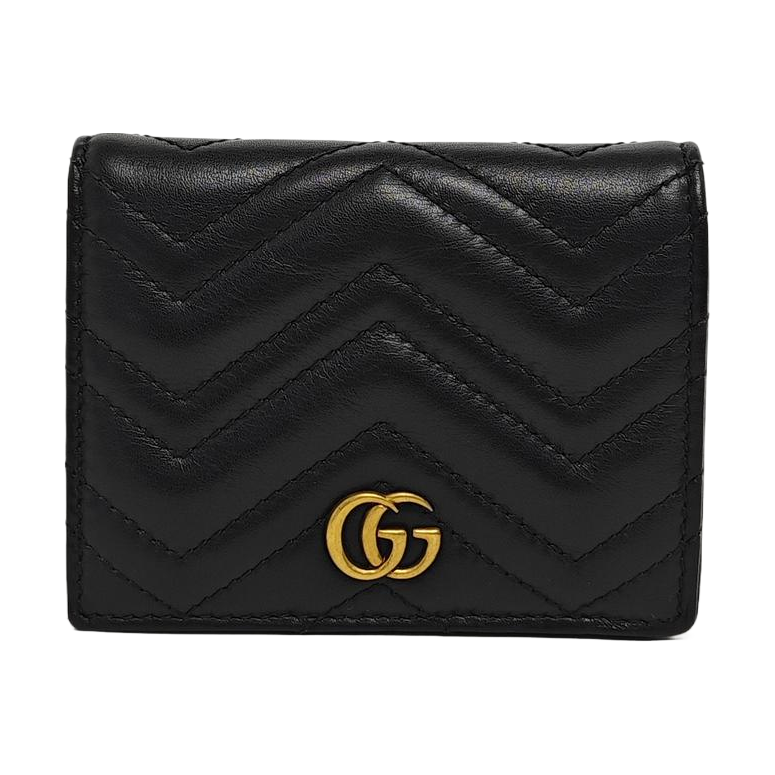 GG Marmont Mini Quilted Calfskin Black Card Holder