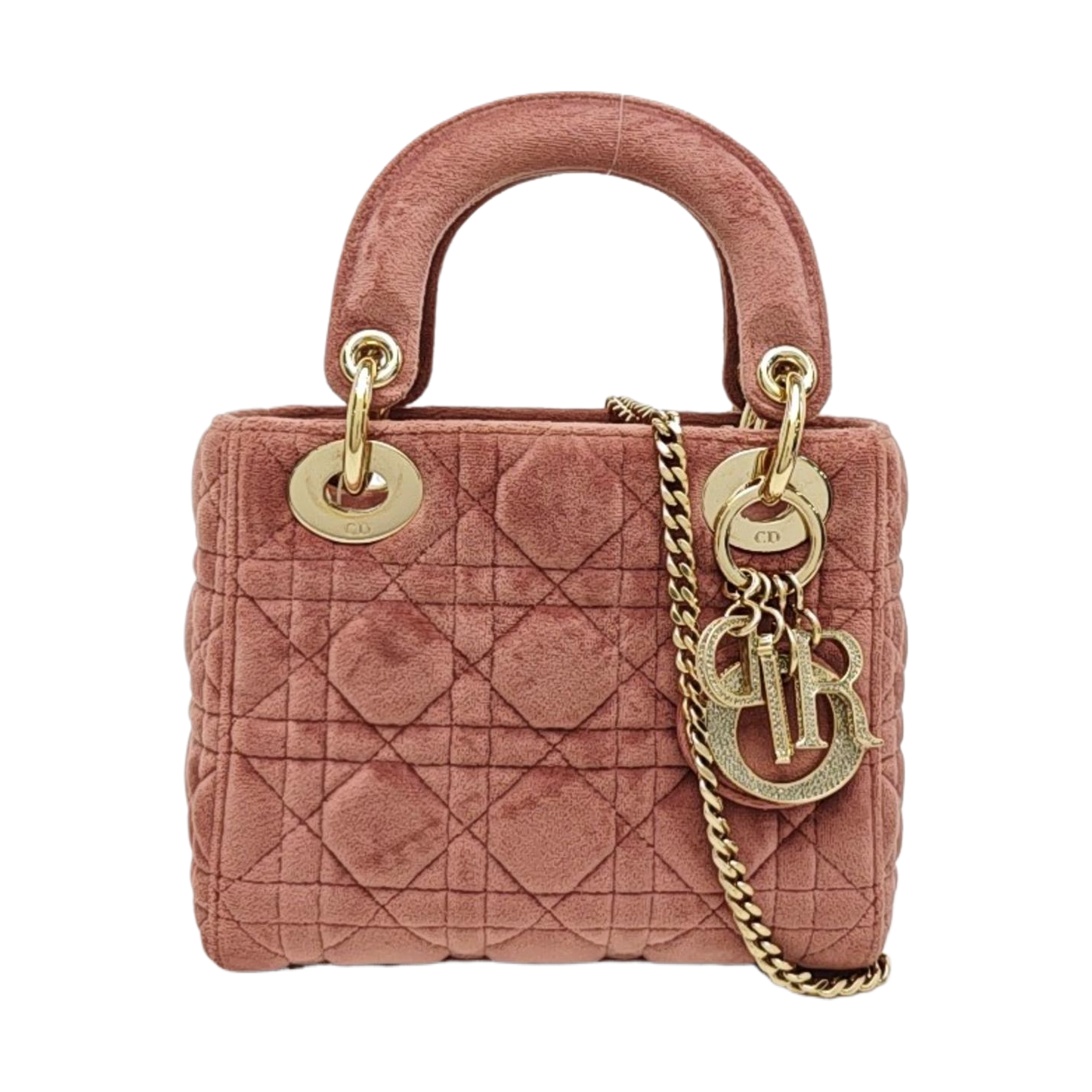 Lady Dior Mini Cannage Velvet Pink