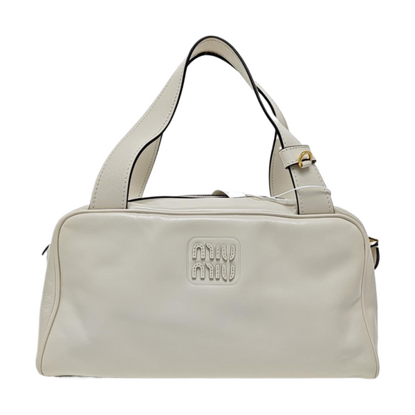Leather Top Handle Bag White