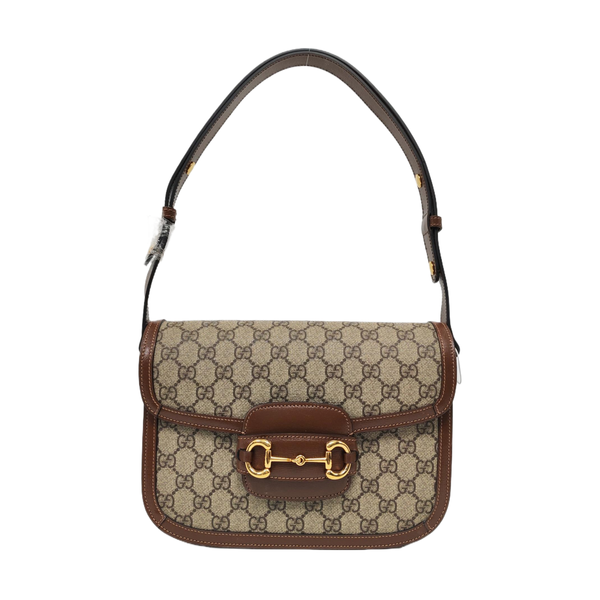 Horsebit 1955 Medium Monogram Coated Canvas Beige