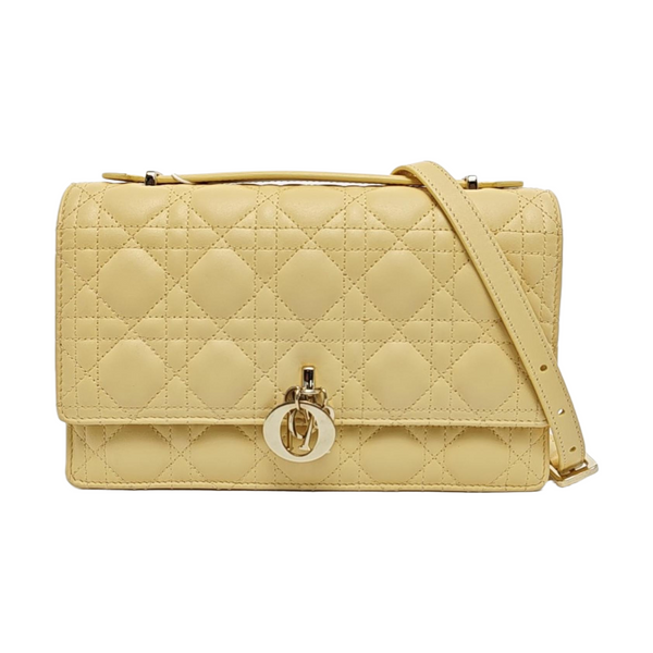 Authenticated pre-owned  Lady Dior Quilted Lambskin Yellow - Shoulder Bag at Looply