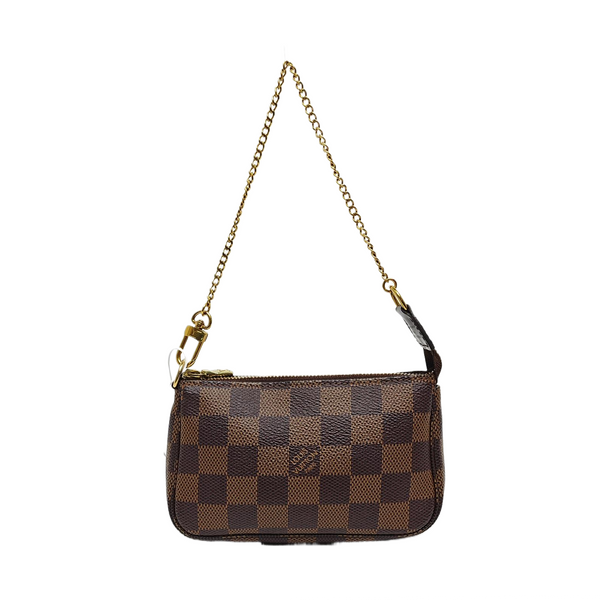 Authenticated pre-owned  ACCESSOIRES Mini Damier Ebene Coated Canvas Brown - Top Handle Bag at Looply