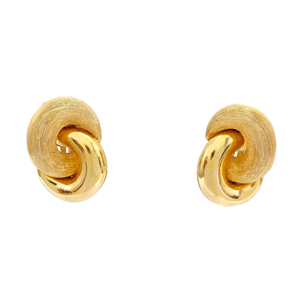 Twist Round Metal Gold Clip On Earrings