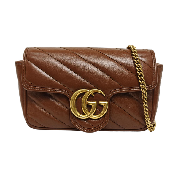 GG Marmont Mini Quilted Calfskin Brown