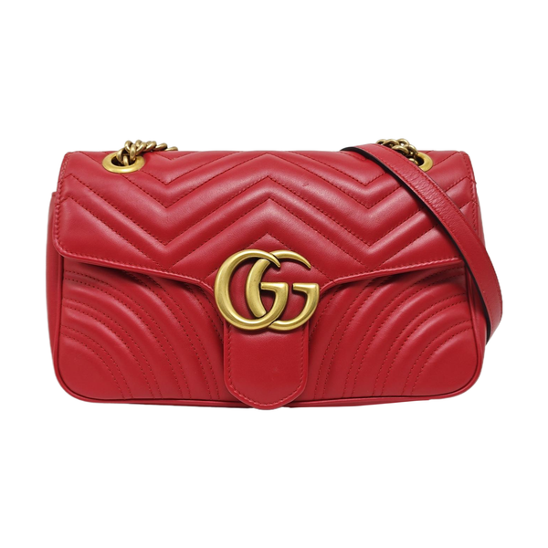 GG Marmont Medium Quilted Calfskin Red