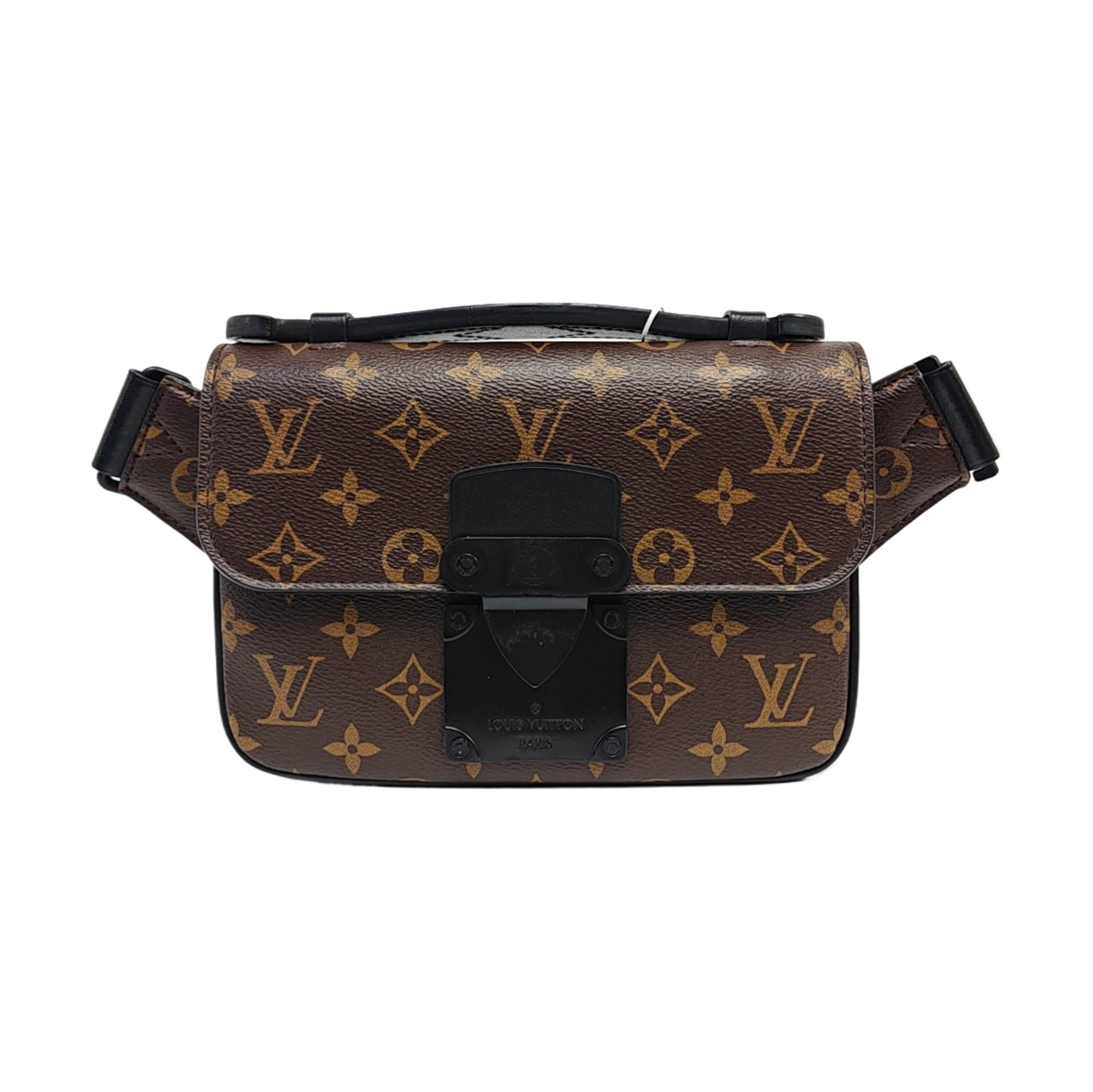 S LOCK Monogram Coated Canvas Brown