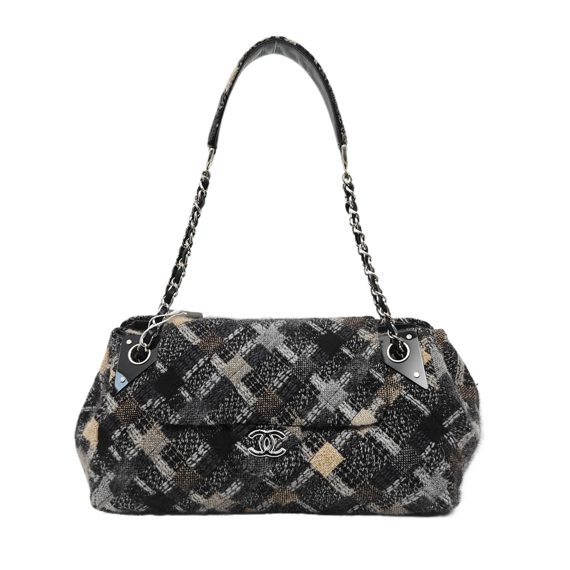 Quilted Fabric Shoulder Bag Gray