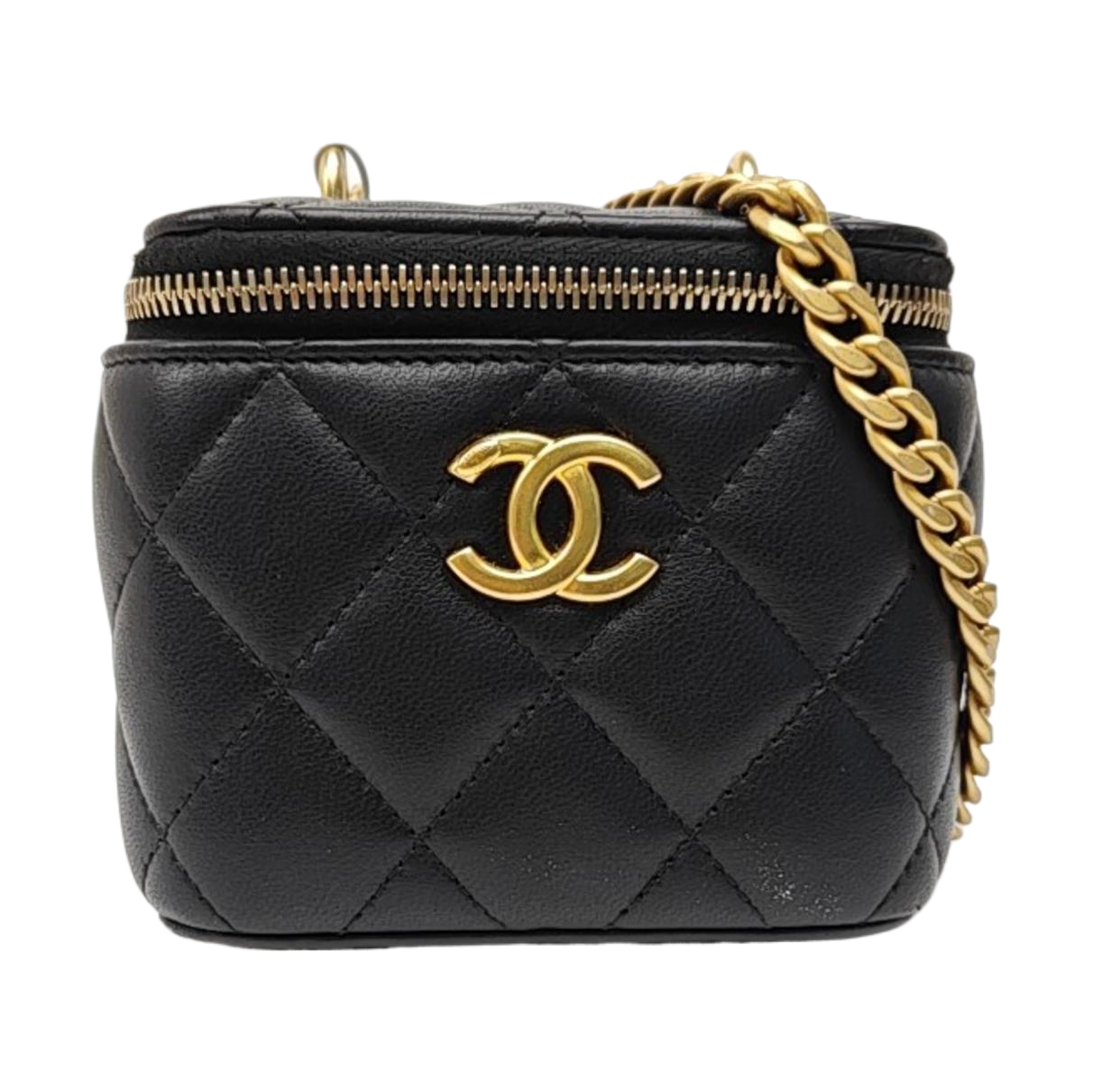 VANITY CASE Mini Quilted Lambskin Black