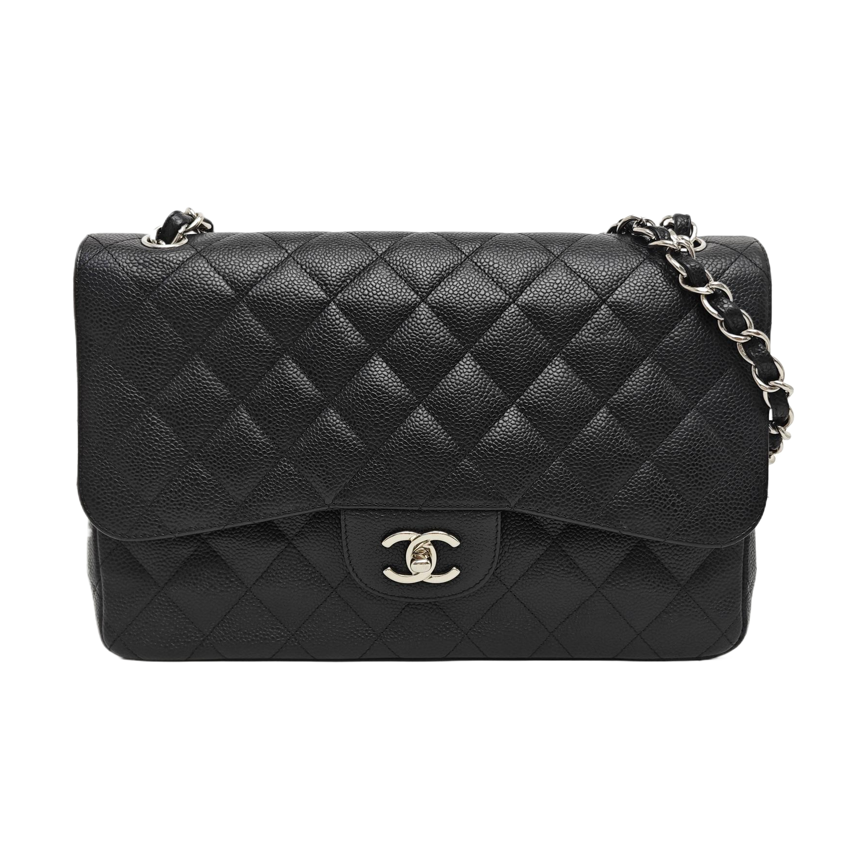 CLASSIC FLAP Jumbo Quilted Grained Calfskin Black