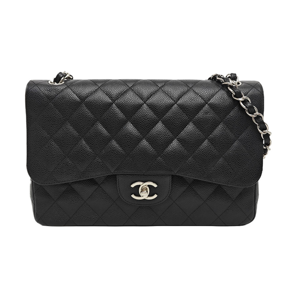 CLASSIC FLAP Jumbo Quilted Grained Calfskin Black
