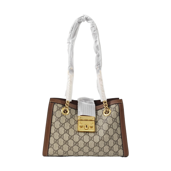 Padlock Small Monogram Coated Canvas Beige