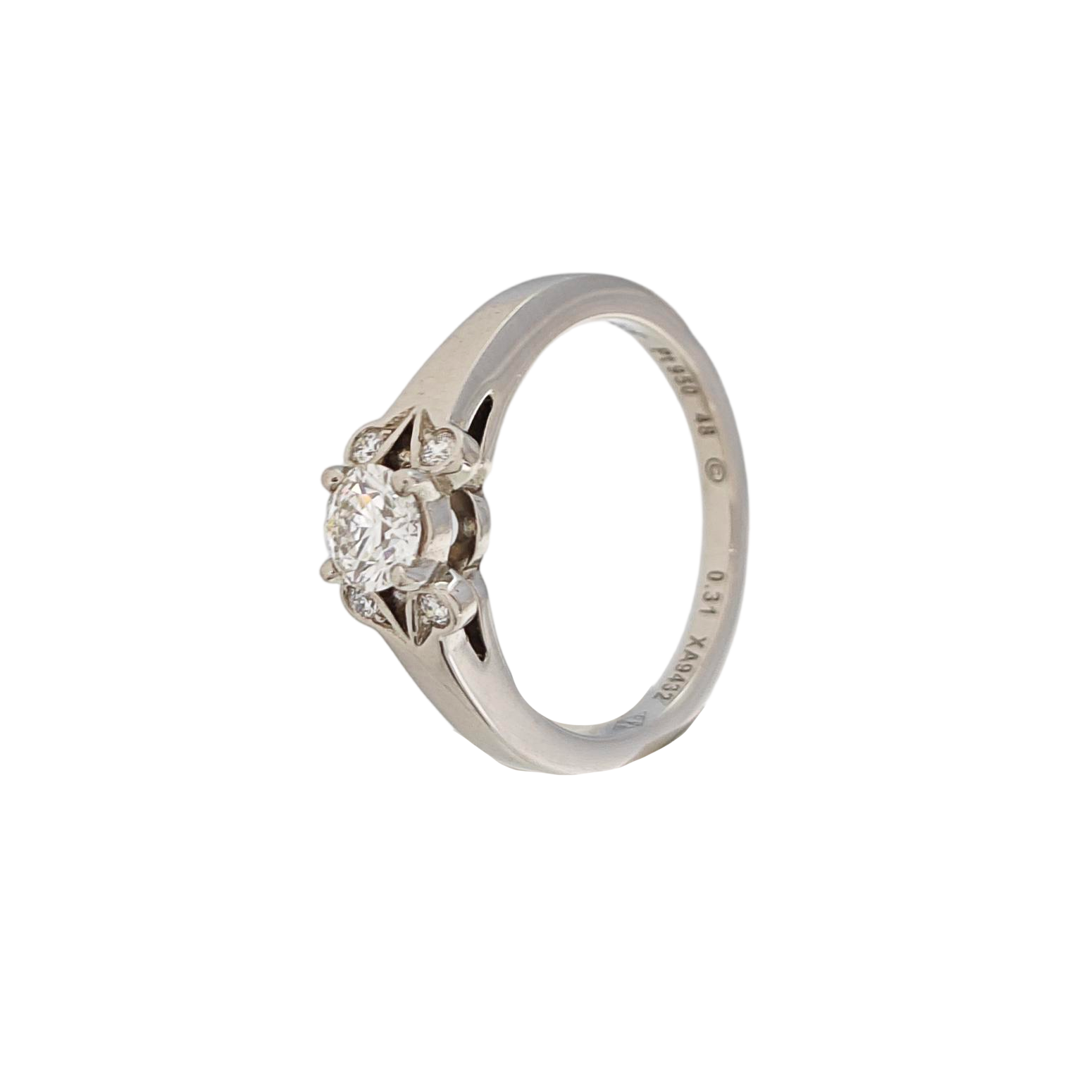 SOLITAIRE 1895 Platinum 950 Silver Ring EU 48