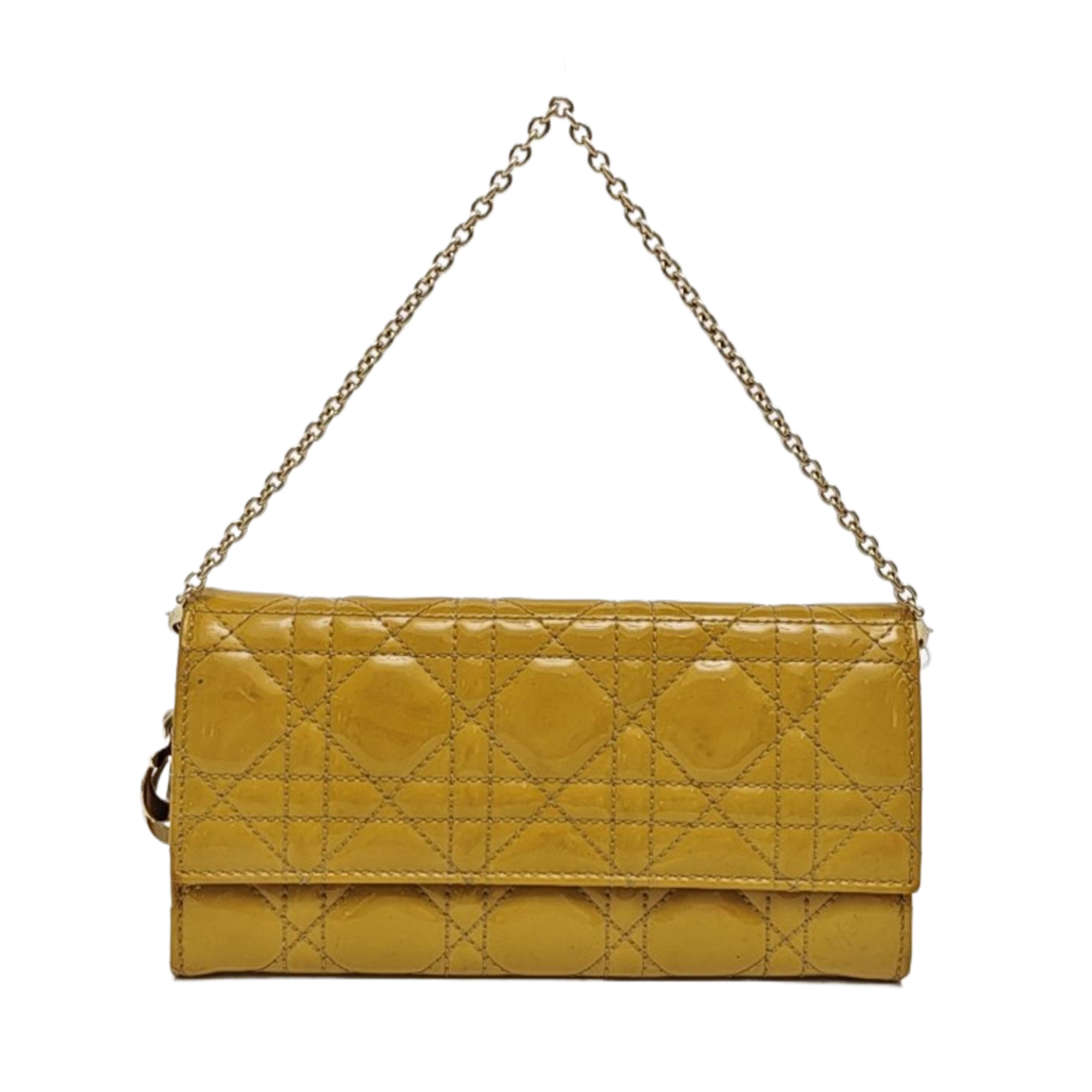 Lady Dior Small Cannage Patent Leather Yellow