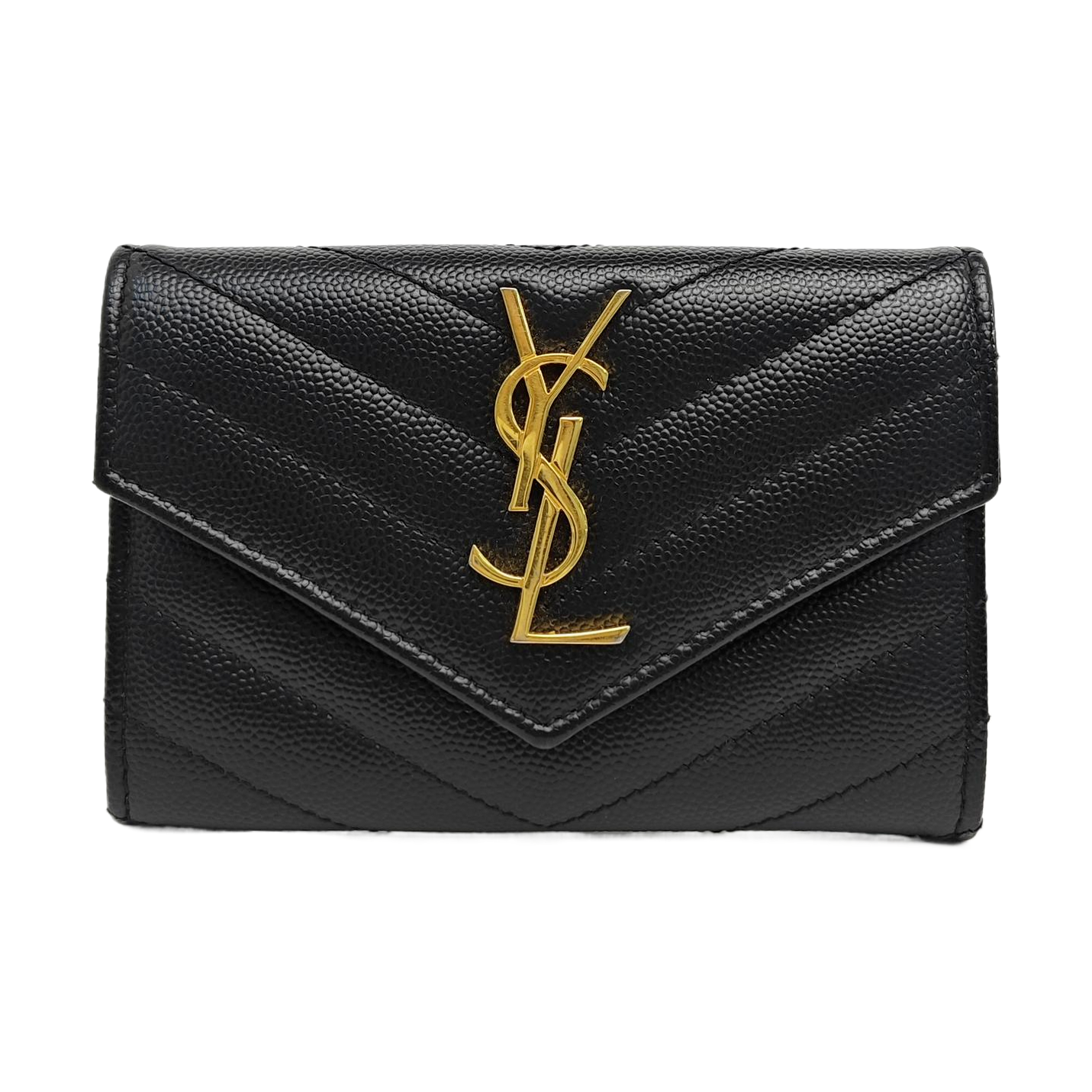 MONOGRAM Chevron Calfskin Black Card Holder