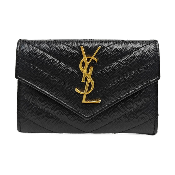 MONOGRAM Chevron Calfskin Black Card Holder