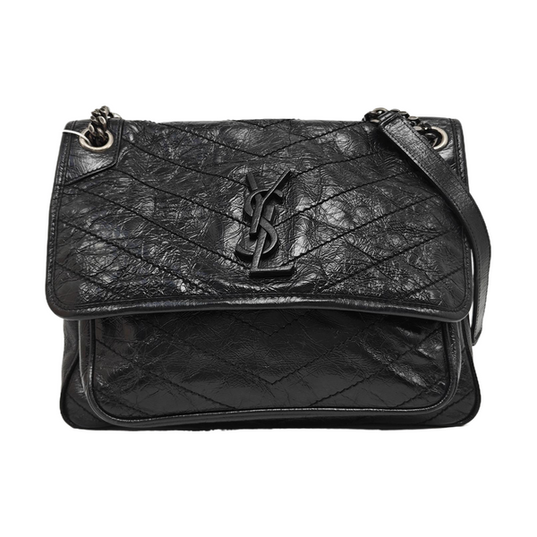 NIKI Medium Chevron Calfskin Black