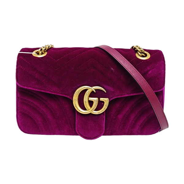 GG Marmont Medium Quilted Velvet Red