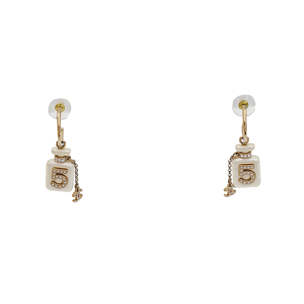 CC Logo Metal White Stud Earrings