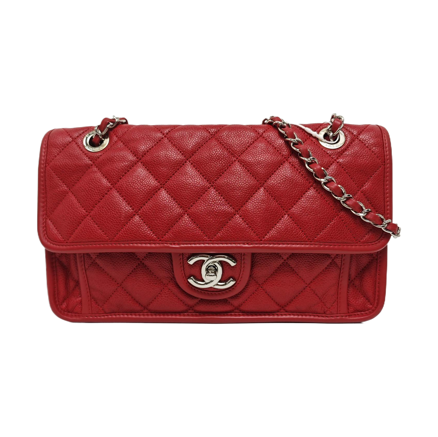 FRENCH RIVIERA FLAP Quilted Grained Calfskin Red