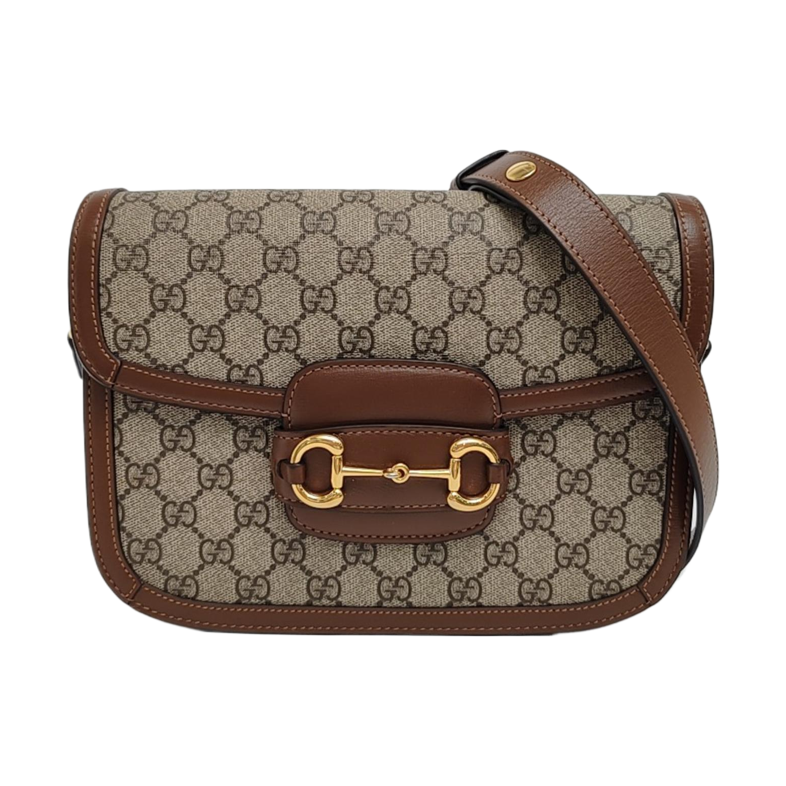 Horsebit 1955 Medium Monogram Coated Canvas Beige