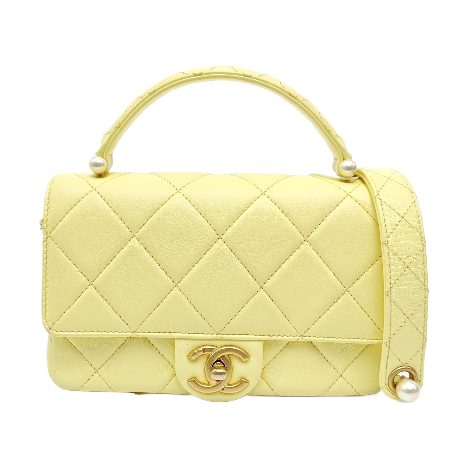 Quilted Lambskin Shoulder Bag Yellow