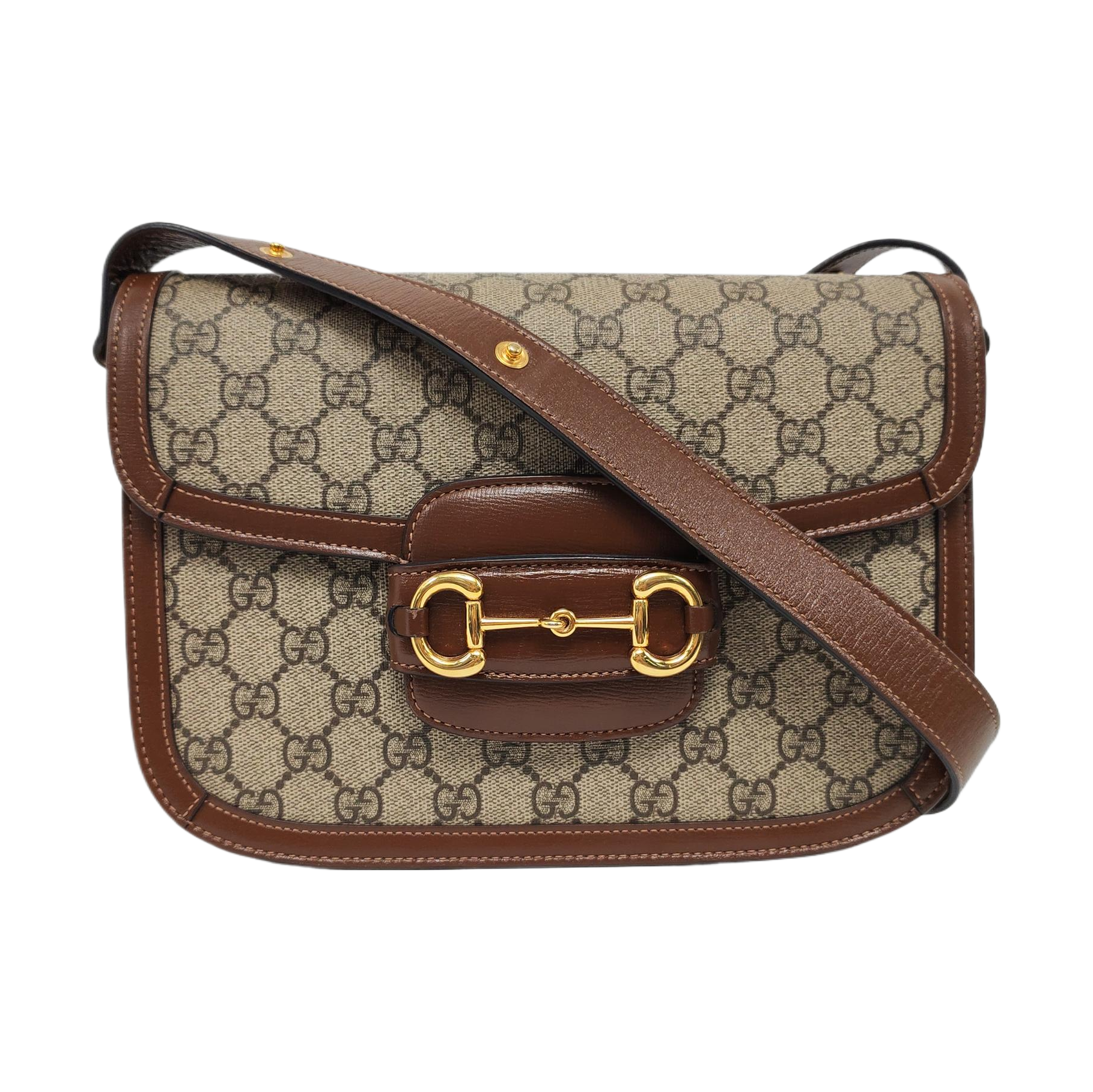Horsebit 1955 Medium Monogram Coated Canvas Beige