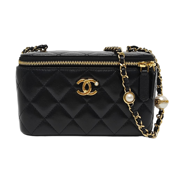 VANITY CASE Small Quilted Lambskin Black