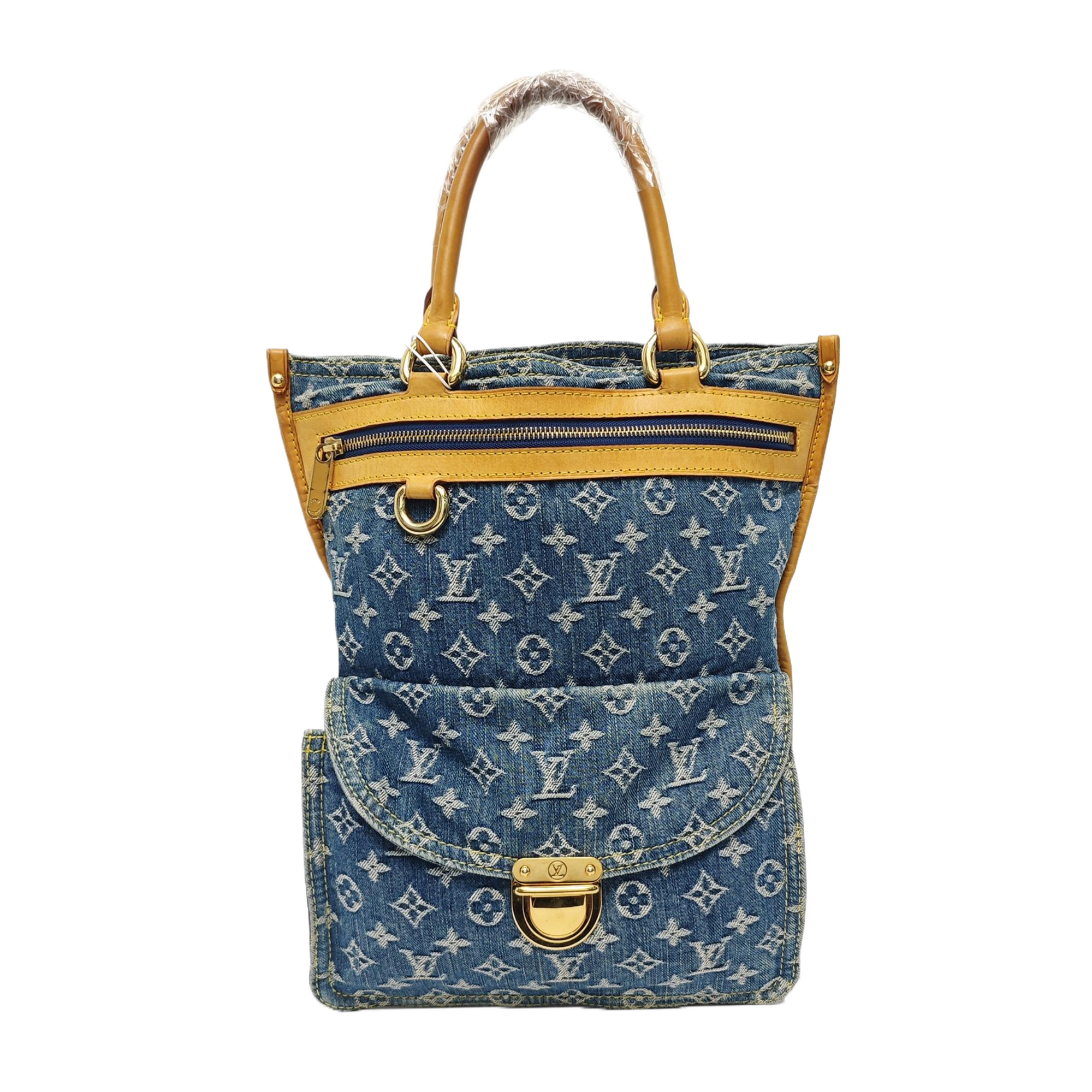 Monogram Denim Tote Bag Blue