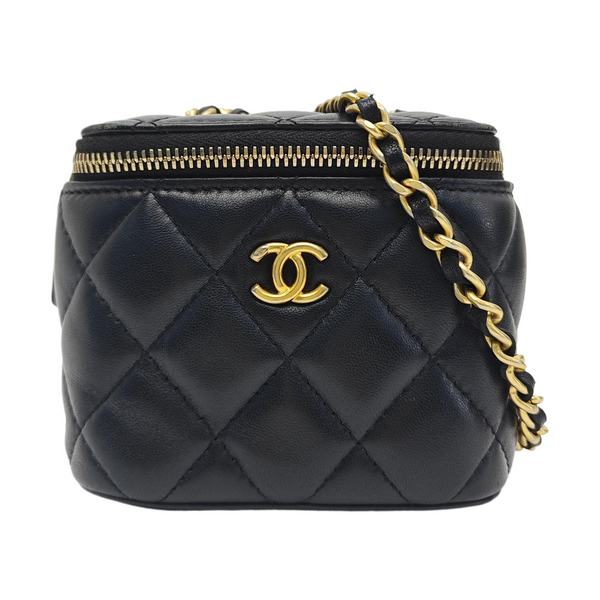 VANITY CASE Mini Quilted Lambskin Black