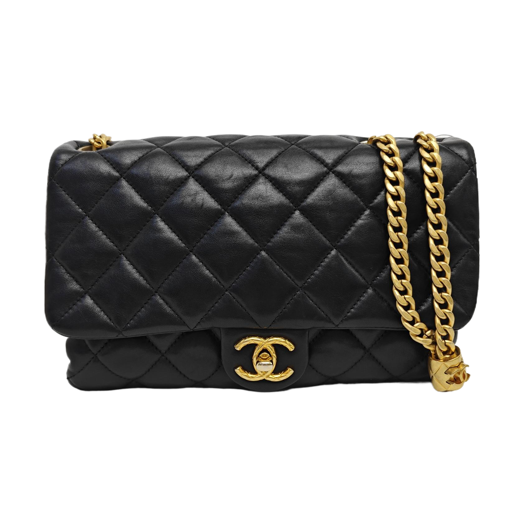 Quilted Lambskin Shoulder Bag Small Black