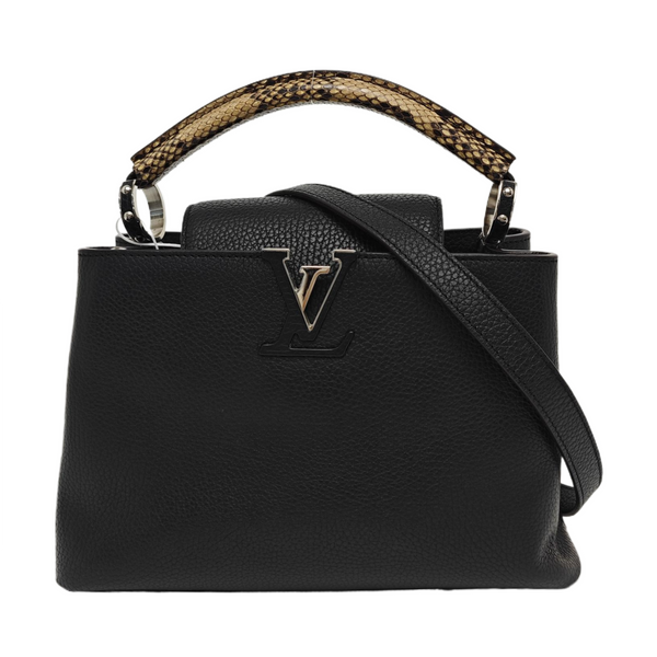 Authenticated pre-owned  CAPUCINES Calfskin Black - Top Handle Bag at Looply