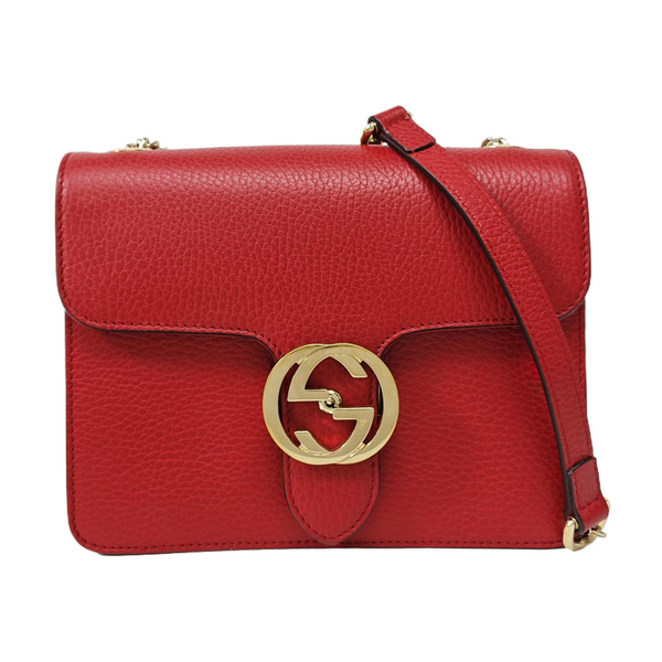Interlocking G Small Calfskin Red