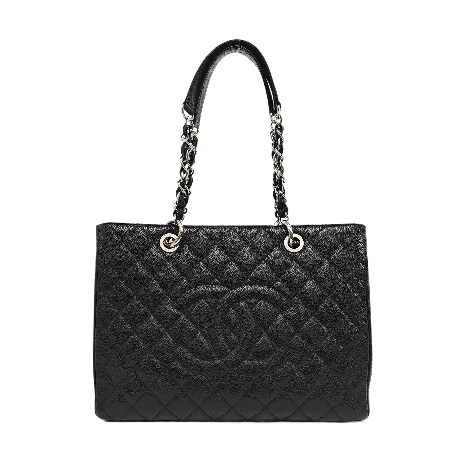 CHANEL GST Large Quilted Grained Calfskin Black